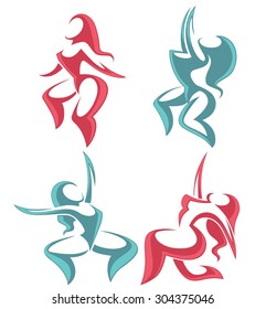 vector collection of abstract women in sportive poses