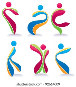 vector collection of active dancing bright people