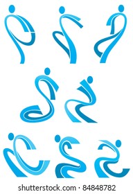 vector collection of active dancing people