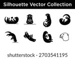 Vector collection of adorable otter silhouettes, showcasing different playful actions and expressions.