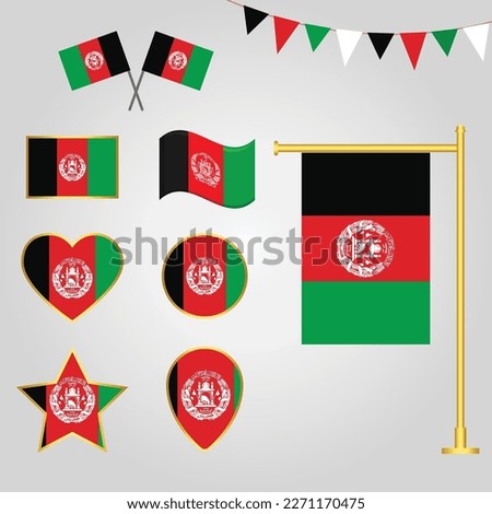 Vector collection of Afghanistan flag emblems and icons in different shapes vector illustration of Afghanistan