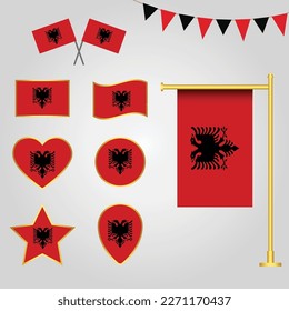 Vector collection of Albania flag emblems and icons in different shapes vector illustration of Albania 