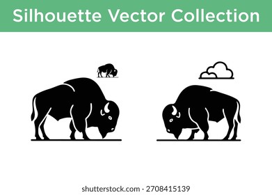 Vector colección de siluetas de bisonte americano, perfecto para proyectos de diseño.