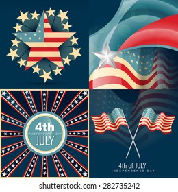 vector collection of american flag design of independence day abstract background