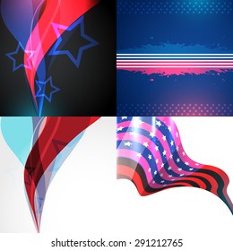 colección vectorial de la bandera americana ilustración del día de la independencia con estilo de onda