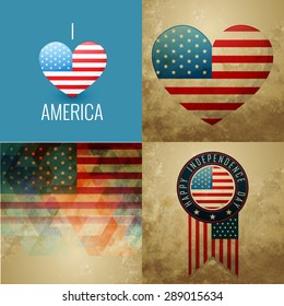 vector collection of american independence day flag design background illustration 