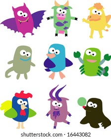 Illustration Happy Silly Cute Monsters There Stock Vector (Royalty Free ...