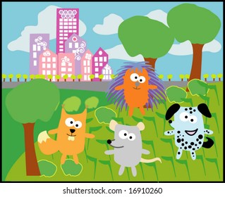 Vector collection of animals 19: city