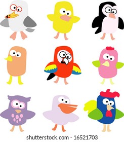 vector collection of animals: birds 10