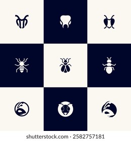 vector collection of ant icons in flat style