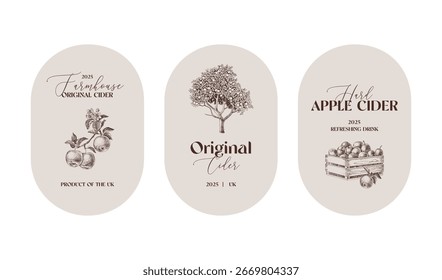 Vector collection of apple cider labels