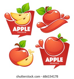 Vector collection of apple stickers and symbols