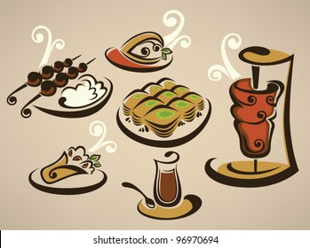 vector collection of arabian food images