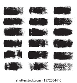 Vector collection of artistic grunge black brush stroke.