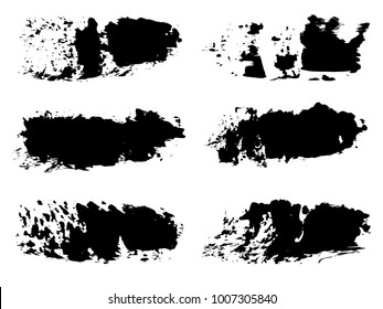 Vector collection of artistic grungy black paint hand made creative brush stroke set isolated on white background. A group of abstract grunge sketches for design education or graphic art decoration