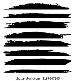 Vector collection of artistic grungy black paint hand made creative brush stroke set isolated on white background. A group of abstract grunge sketches for design education or graphic art decoration