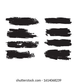 Vector collection of artistic grungy black paint hand made creative brush stroke set isolated on white background. A group of abstract grunge sketches for design.
