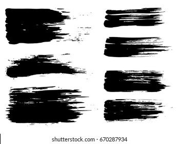 Vector collection of artistic grungy black paint hand made creative brush stroke set isolated on white background. A group of abstract grunge sketches for design education or graphic art decoration