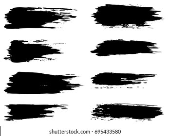 Colección vectorial de pintura negra gruesa artística de mano de pincel creativo conjunto aislado sobre fondo blanco. Un grupo de bocetos abstractos para la educación en diseño o la decoración de arte gráfico