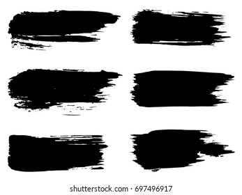 Vektorgrafik von handgefertigten, grafikfarbenen schwarzen Malereien einzeln auf weißem Hintergrund. Eine Gruppe abstrakter Grunge-Skizzen für Design-Bildung oder Grafikkunst-Dekoration