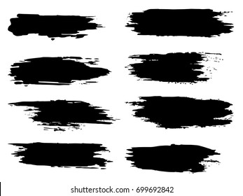 Colección vectorial de pintura negra gruesa artística de mano de pincel creativo conjunto aislado sobre fondo blanco. Un grupo de bocetos abstractos para la educación en diseño o la decoración de arte gráfico