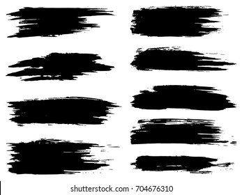Colección vectorial de pintura negra gruesa artística de mano de pincel creativo conjunto aislado sobre fondo blanco. Un grupo de bocetos abstractos para la educación en diseño o la decoración de arte gráfico
