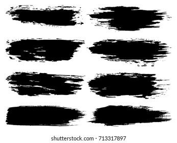 Colección vectorial de pintura negra gruesa artística de mano de pincel creativo conjunto aislado sobre fondo blanco. Un grupo de bocetos abstractos para la educación en diseño o la decoración de arte gráfico