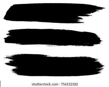 Vector collection of artistic grungy black paint hand made creative brush stroke set isolated on white background. A group of abstract grunge sketches for design education or graphic art decoration