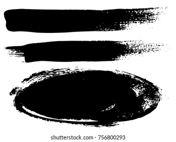 Vector collection of artistic grungy black paint hand made creative brush stroke set isolated on white background. A group of abstract grunge sketches for design education or graphic art decoration