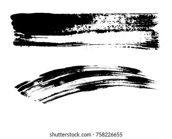 Vector collection of artistic grungy black paint hand made creative brush stroke set isolated on white background. A group of abstract grunge sketches for design education or graphic art decoration