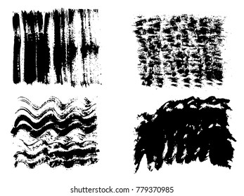 Colección vectorial de pintura negra gruesa artística de mano de pincel creativo conjunto aislado sobre fondo blanco. Un grupo de bocetos abstractos para la educación en diseño o la decoración de arte gráfico