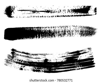 Vector collection of artistic grungy black paint hand made creative brush stroke set isolated on white background. A group of abstract grunge sketches for design education or graphic art decoration