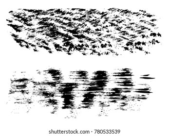 Vector collection of artistic grungy black paint hand made creative brush stroke set isolated on white background. A group of abstract grunge sketches for design education or graphic art decoration
