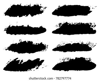 Vector collection of artistic grungy black paint hand made creative brush stroke set isolated on white background. A group of abstract grunge sketches for design education or graphic art decoration