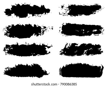 Vector collection of artistic grungy black paint hand made creative brush stroke set isolated on white background. A group of abstract grunge sketches for design education or graphic art decoration