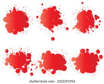 Colección vectorial de la gota artística de pintura gruesa, salpicadura creativa hecha a mano o golpe de salpicadura conjunto fondo blanco aislado. Resumen grupo de manchas sucias gruesas, educación o decoración de arte gráfico