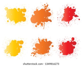 Colección vectorial de la gota artística de pintura gruesa, salpicadura creativa hecha a mano o golpe de salpicadura conjunto fondo blanco aislado. Resumen grupo de manchas sucias gruesas, educación o decoración de arte gráfico