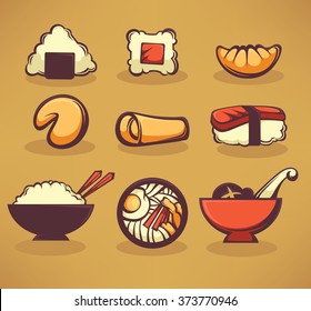 vector collection of asian food 