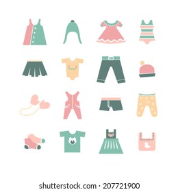 Vector collection of baby and children clothes collection