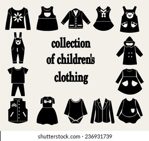 Vector collection of baby and children clothes collection 