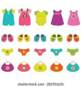 Vector collection of baby and children clothes collection