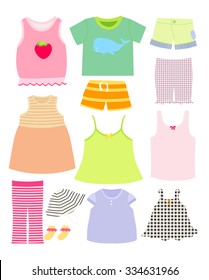 Vector collection of baby and children clothes collection.