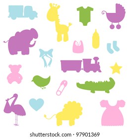 Vector Collection of Baby Shower Silhouettes