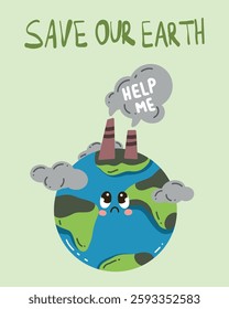 Vector collection of banners dedicated to Mother Earth Day. Bright cartoon design about the love of the planet. Let's save our land. With a love for ecology. Postcard, background