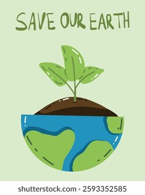 Vector collection of banners dedicated to Mother Earth Day. Bright cartoon design about the love of the planet. Let's save our land. With a love for ecology. Postcard, background