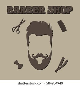 Vector collection of barber shop hair saloon - design elements logo emblem badge Including blade comb scissors