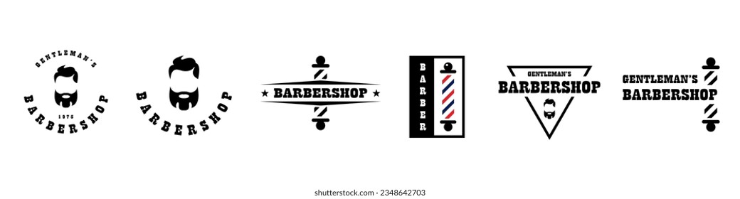 Vector collection of Barbershop signs or logos. Barber - different emblems set.
