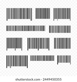 Vector collection of barcodes.Universal code for scanning a product or item.