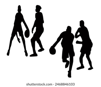 Vector collection of basketball silhouettes for artwork compositions