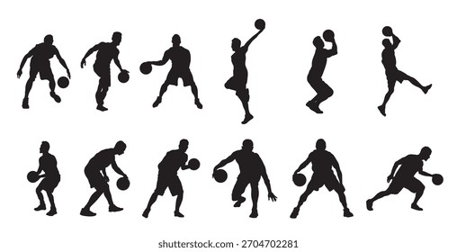vector collection of basketballers for artwork compositions